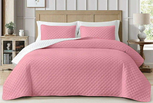 3 Pcs Micro Quilted Comforter Set (Pink)