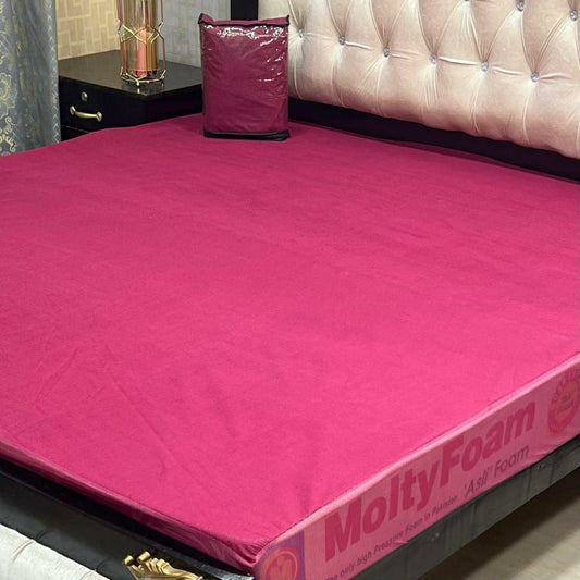 Waterproof Terry Cotton King Size Mattress Cover (Pink)