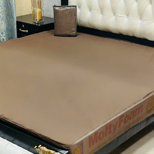 Premium Terry Cotton Waterproof Mattress Cover - King Size (Brown)
