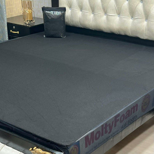 Waterproof Terry Cotton King Size Mattress Cover (Black)