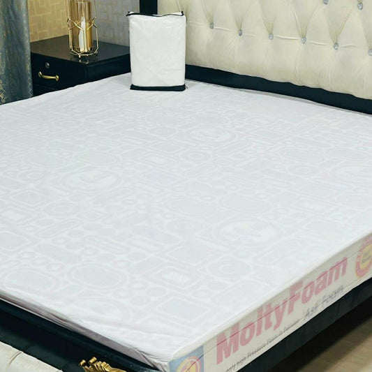 Waterproof Terry Cotton King Size Mattress Cover (White)