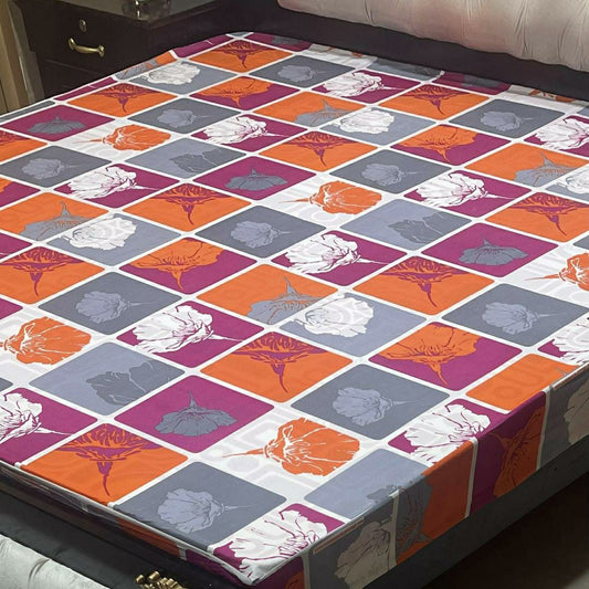 PU Printed Double Bed Mattress Cover (MultiColor)