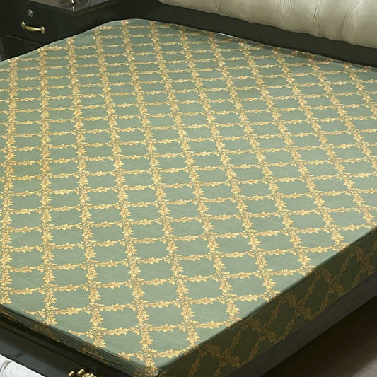 PU Printed Double Bed Mattress Cover (Beige)