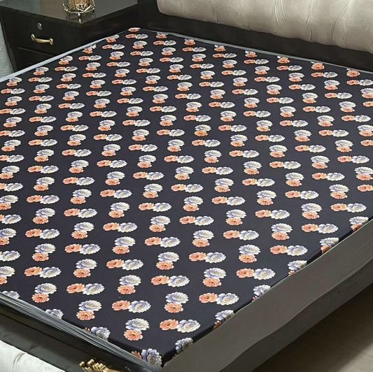 Waterproof PU Printed Mattress Cover for Double Bed (Black)