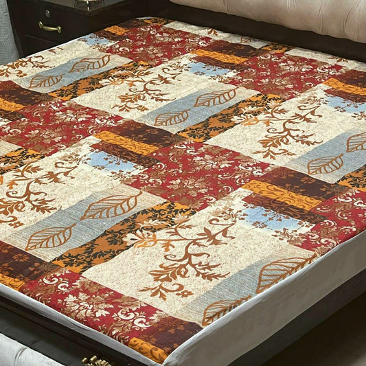 Multicolor Printed PU Mattress Cover for Double Beds (Multicolor)