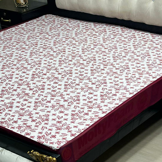 Premium Waterproof PU Mattress Cover for Double (White,Purple)