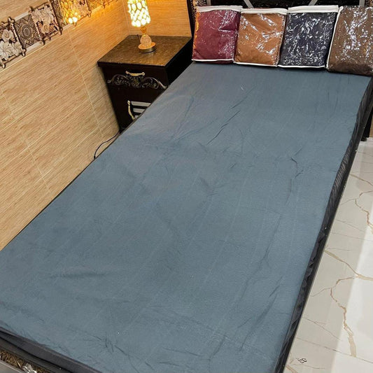 Waterproof Terry Cotton Mattress Cover for Single Bed - 1 Pc (Grey)