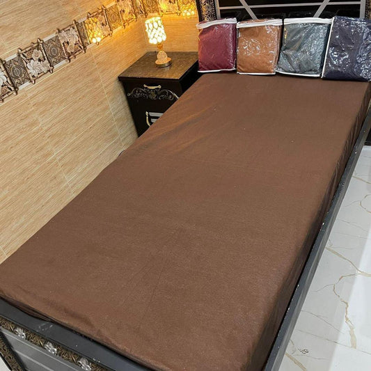 Waterproof Terry Cotton Mattress Cover for Single Bed - 1 Pc (Brown)