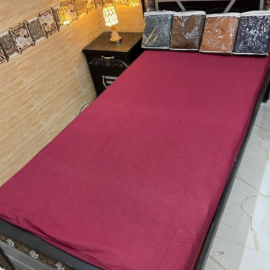 Waterproof Terry Cotton Mattress Cover for Single Bed - 1 Pc (Maroon)