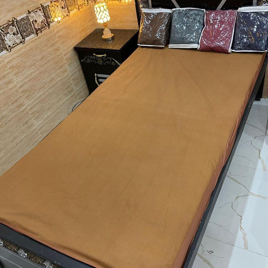 Waterproof Terry Cotton Mattress Cover for Single Bed - 1 Pc (Brown)