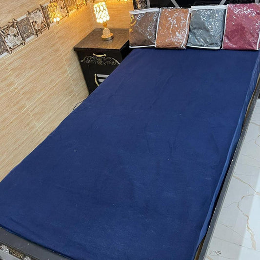 Waterproof Terry Cotton Mattress Cover for Single Bed - 1 Pc (Blue)