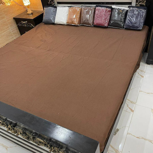 Terry Cotton Waterproof Mattress Cover for King Size Bed - 1 Pc (Brown)