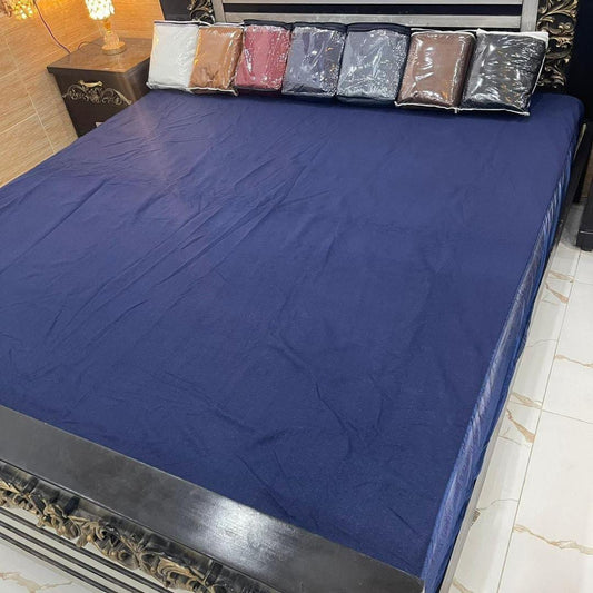 Terry Cotton Waterproof Mattress Cover for King Size Bed - 1 Pc (Blue)