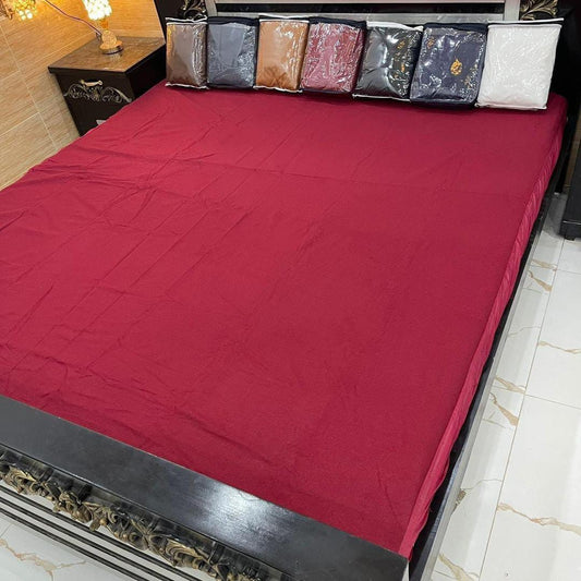 Terry Cotton Waterproof Mattress Cover for King Size Bed - 1 Pc (Maroon)