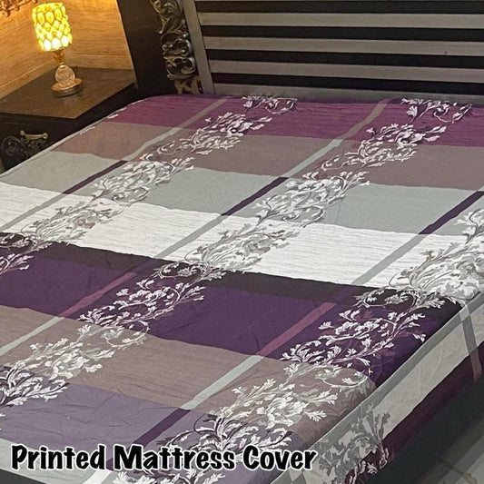 Waterproof Terry Cotton King Size Mattress Cover - 1 Pc Printed Design (Multicolor)