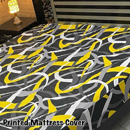 Waterproof Terry Cotton King Size Mattress Cover - 1 Pc Printed Design (Multicolor)