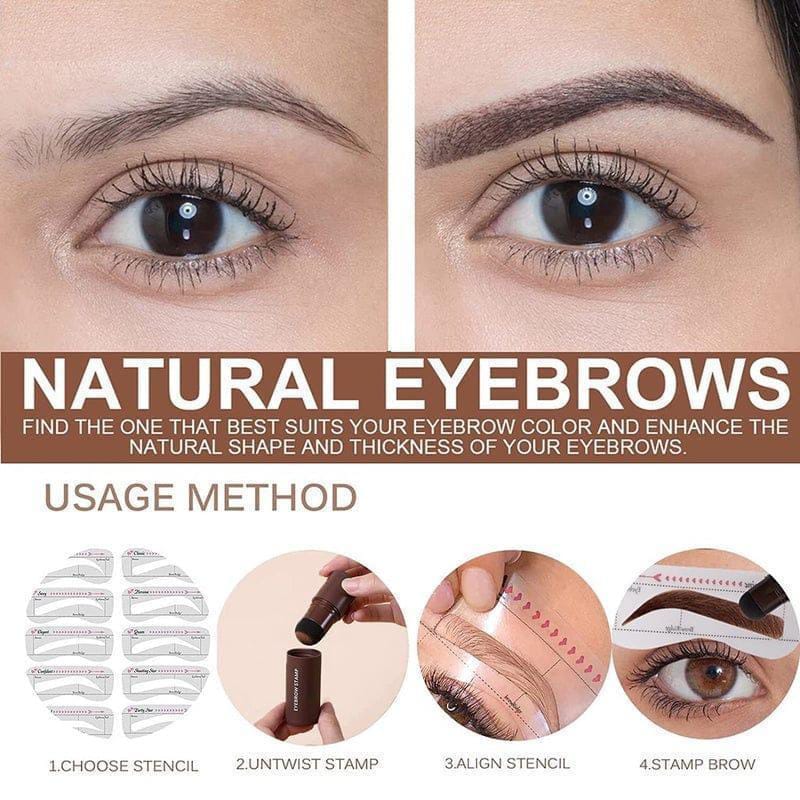 3 in 1 Eyebrow Stamp Makeup Deal with Stencil & Stamp Stick - 1 Pcs