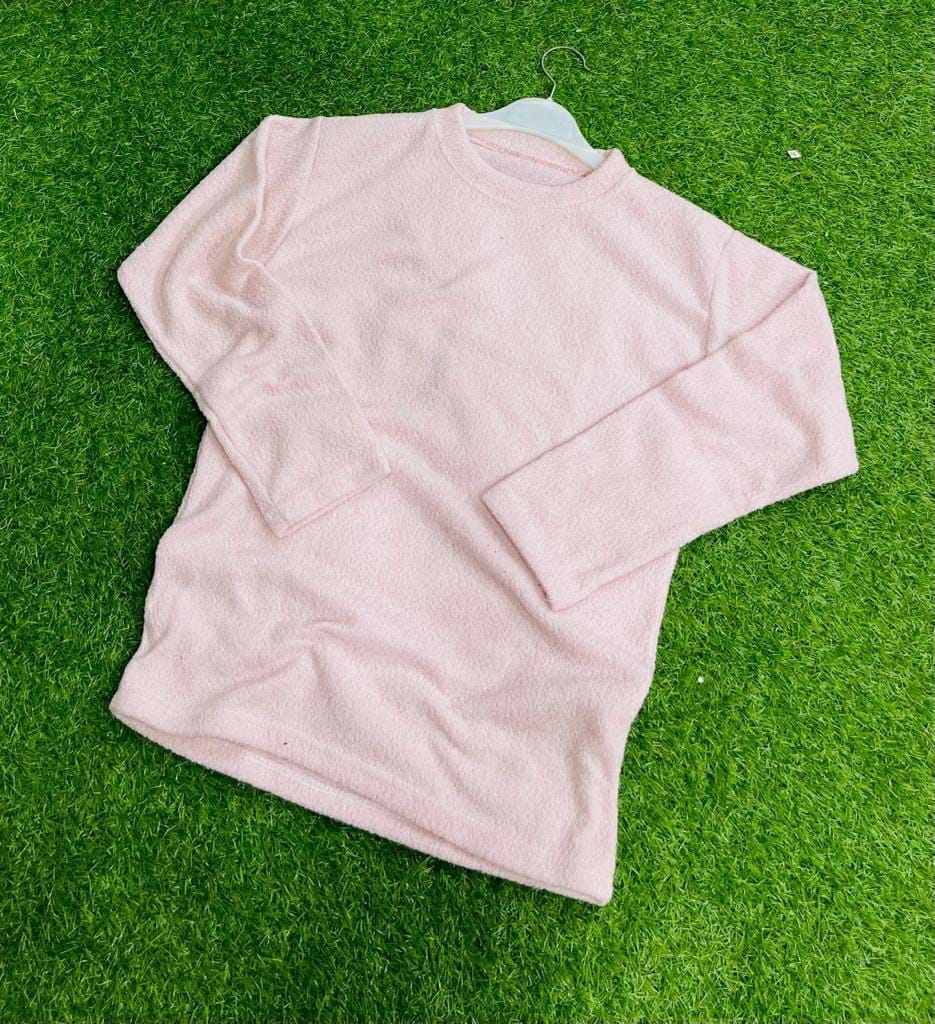 1 Pc Women's Stitched Plain Sweat Shirt (Pink)