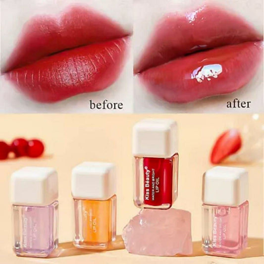 3 Pcs Hydrating Lip Oil with Glossy Finish in Cherry & Peach