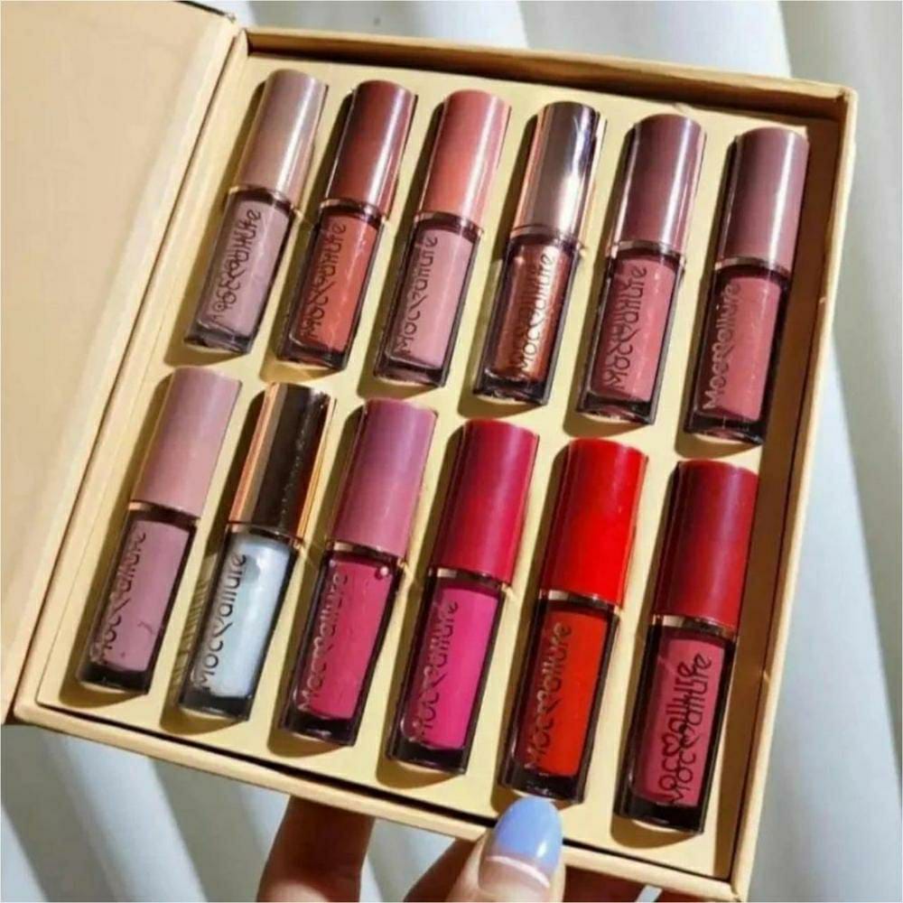 12 Pcs Smudge Proof Matte Liquid Lip Gloss Set - Long-lasting Vibrant Colors