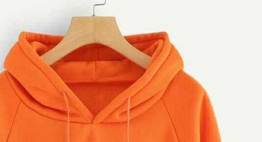 1 Pc Women's Stitched Cotton Printed Hoodie (Orange)