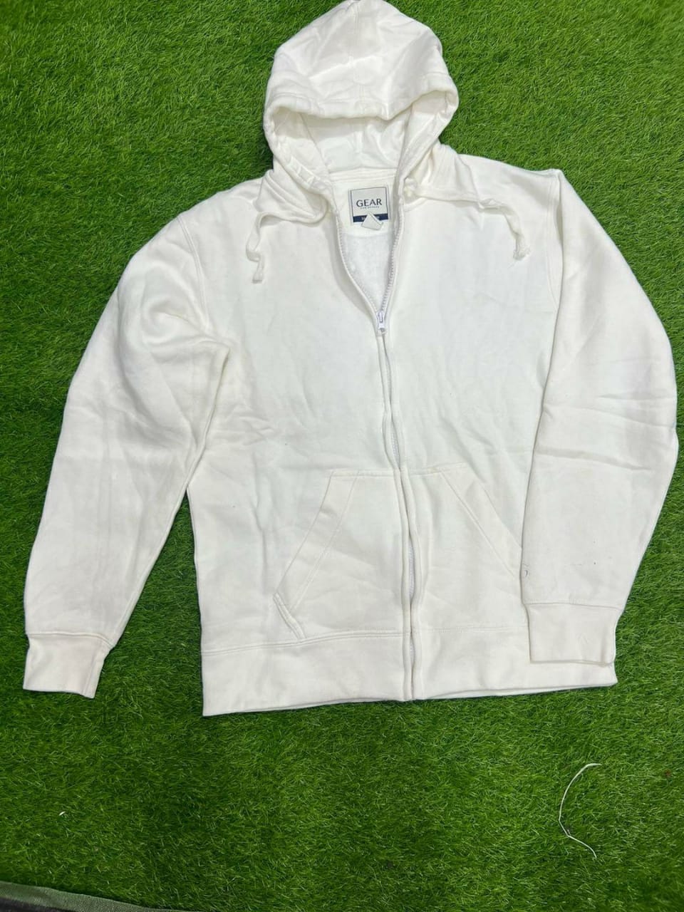 Stylish White Plain Fleece Zip-Up Hoodie for Women - Comfortable and Cozy (White)