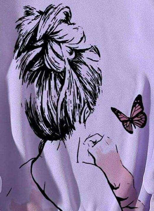 1 Pc Women's Stitched Cotton Printed Hoodie (Light Purple)