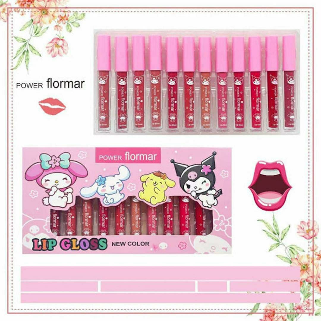 High Pigmented Multicolor Lip Gloss - Glossy Finish, Pack of 12