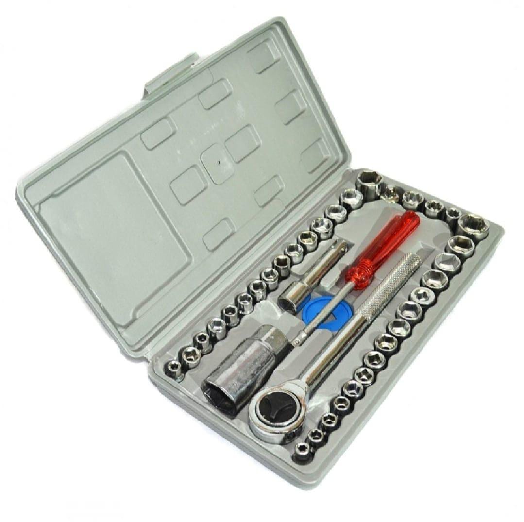 40 Pcs Chrome Vanadium & Stainless Steel Tool Kit Set - Portable & Practical