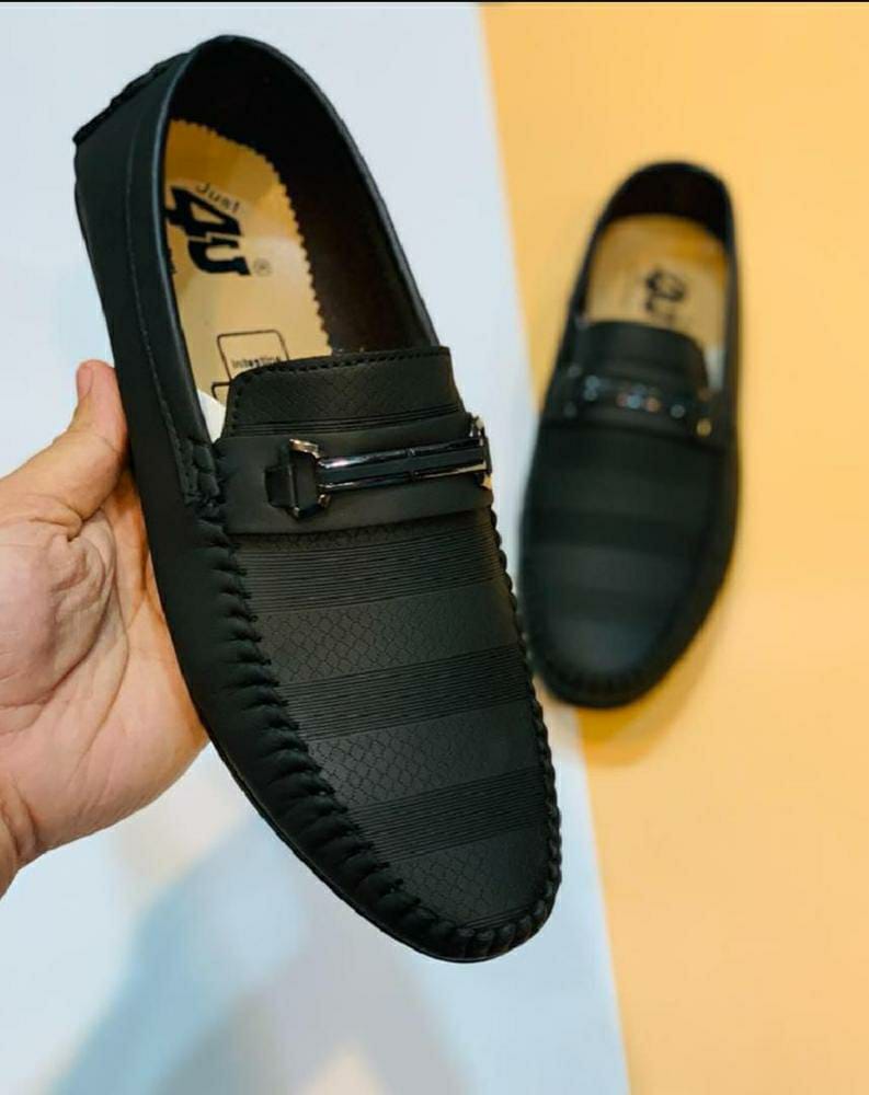 Men's Black Loafers (Black Lines)