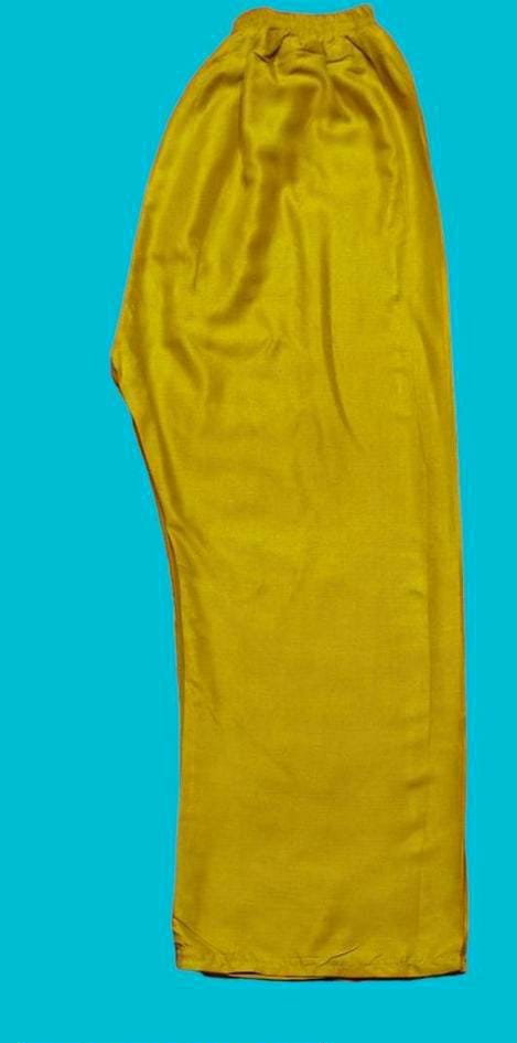 3 Pcs Women's Stitched Linen Plain Frock Suit (Yellow)