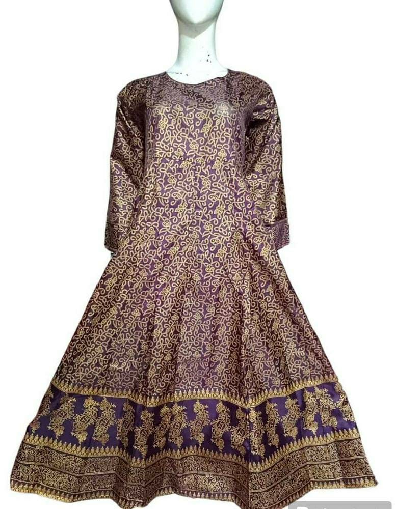 3 Pcs Women's Stitched Katan Silk Printed Maxi (Purple)