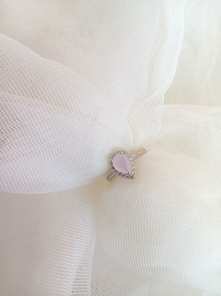 Stylish Pink Drop Stone Ring