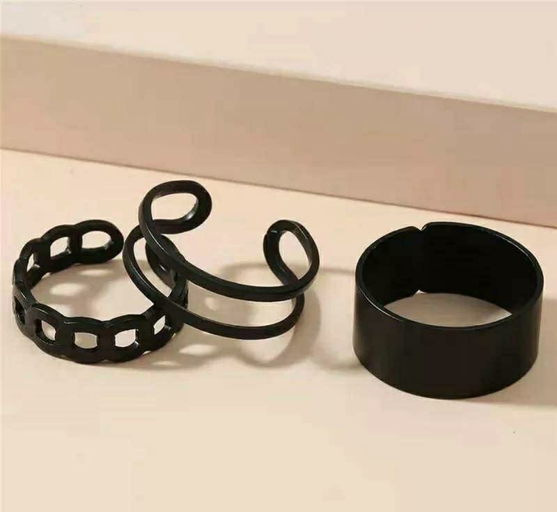 Alloy Plated Hip Hop Rings, Pack of 3