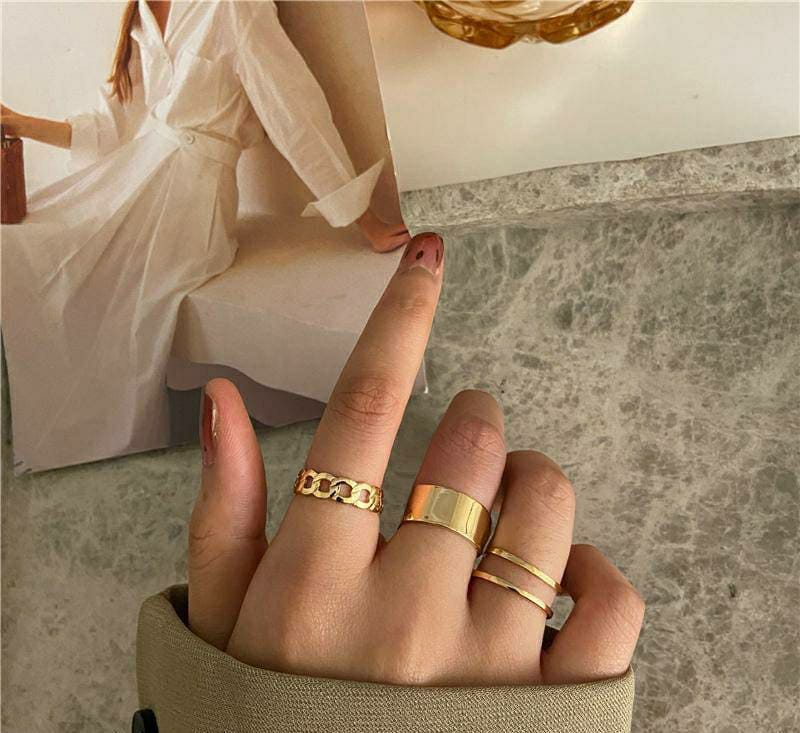 Alloy Plated Hip Hop Rings, Pack of 3