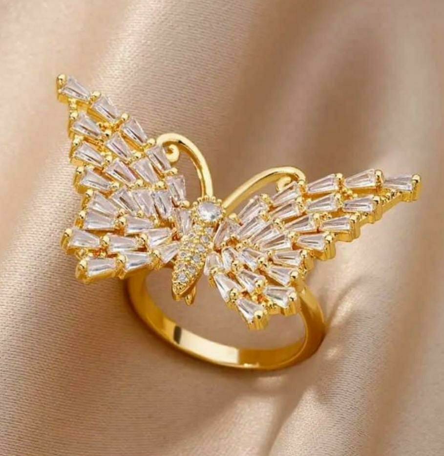 Adjustable Zircon Butterfly Style Ring