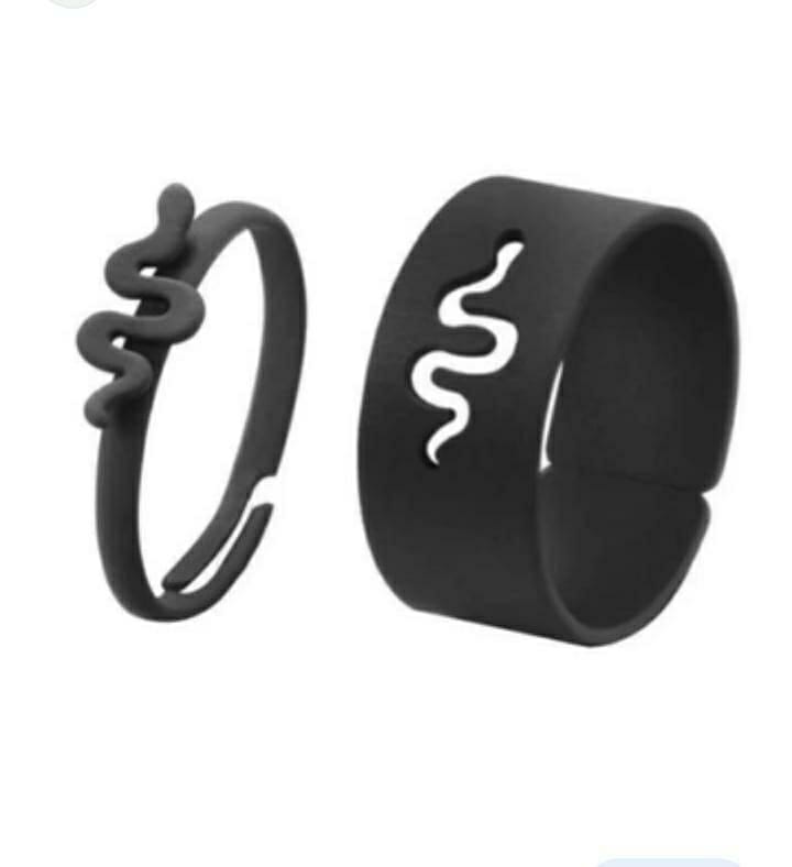 Snake Design Ring, Pack Of 2 - Black