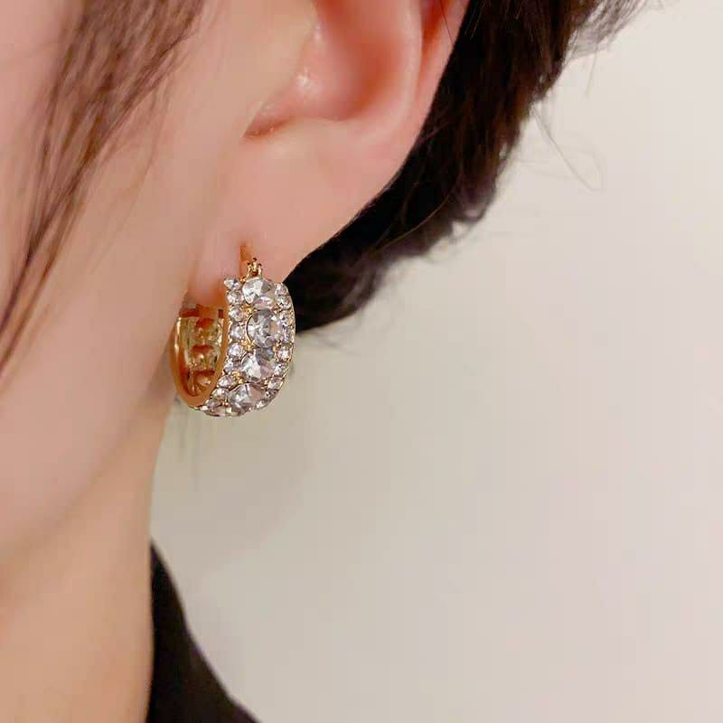Elegant Gold and Silver Plated Hoops with Zircon Stones - Unique Fancy Design