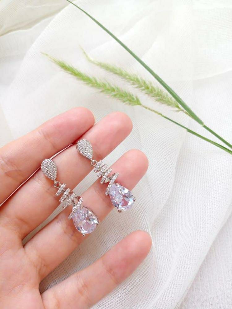 Silver Plated Zircon Earrings