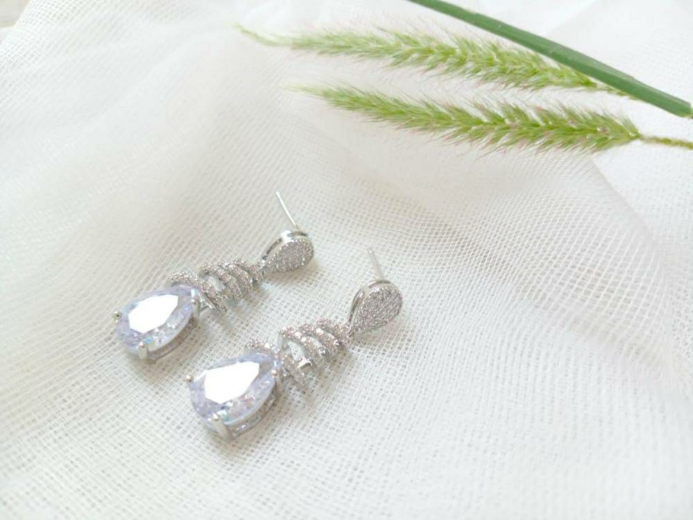 Silver Plated Zircon Earrings