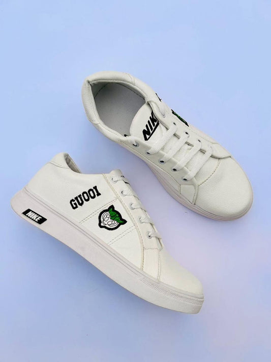 Men's Synthetic Leather Casual Sneakers (White)