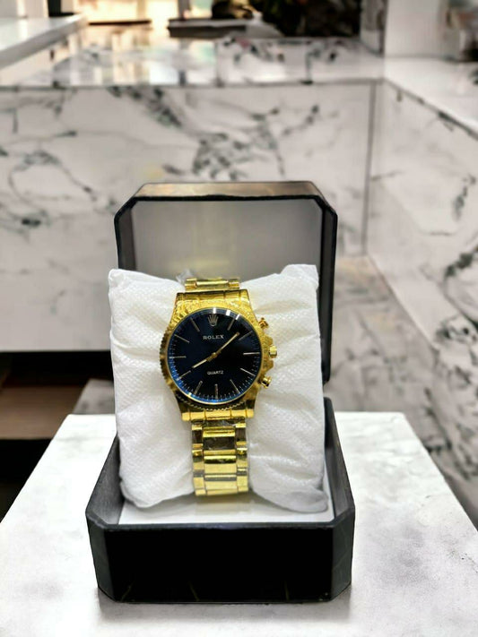 Men's Analogue Watch (Golden, Blue)