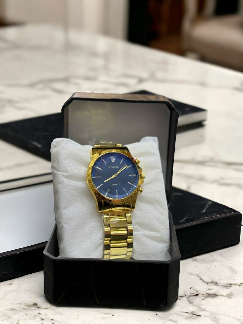 Men's Analogue Watch (Golden, Blue)