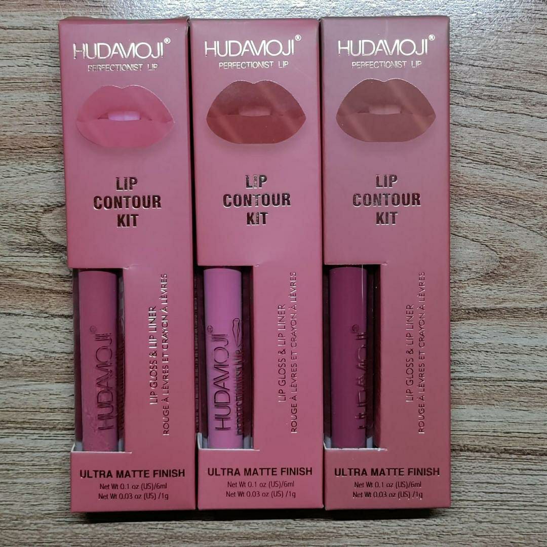 Matte Finish Lip Gloss & Pencil Duo - 2 Pcs Smudge Proof