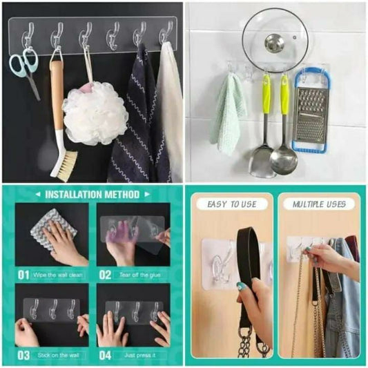 6 Pcs Easy To Install Wall Mount Hooks - Versatile Solution for Sorting and Transporting Clothes