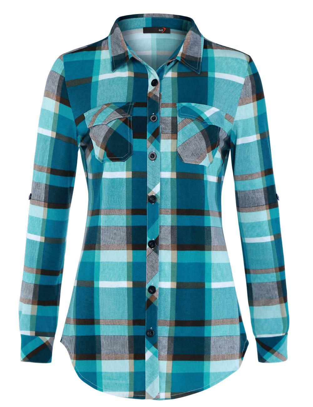 Plaid Pouch Button Cuff Comfort And Casual Printed Women's Shirt