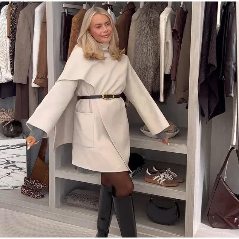 Women's Fashionable Comfortable Collar Woolen Coat