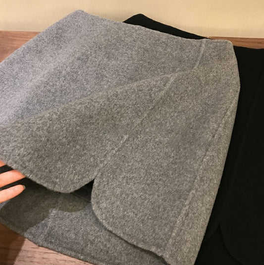 Design High Waist Double-sided Woolen Fabric Slit Sheath Skirt Women's Winter
