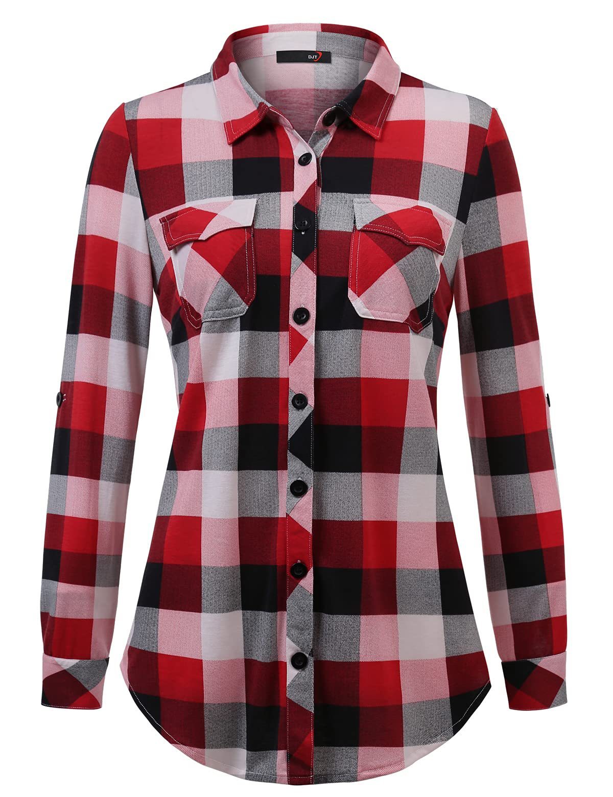 Plaid Pouch Button Cuff Comfort And Casual Printed Women's Shirt