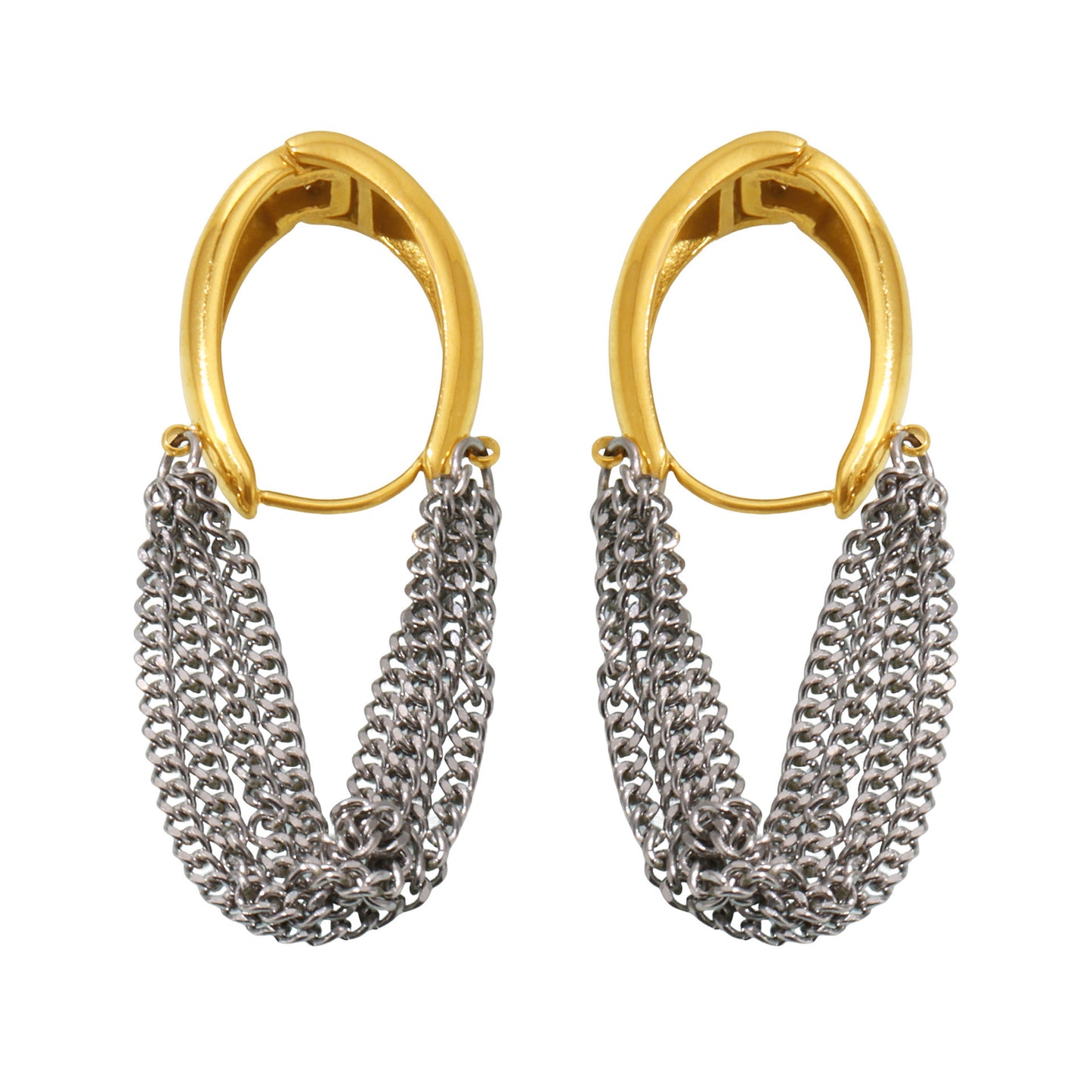 Stainless Steel Snap Joint Multi-layer Chain Tassel Earrings